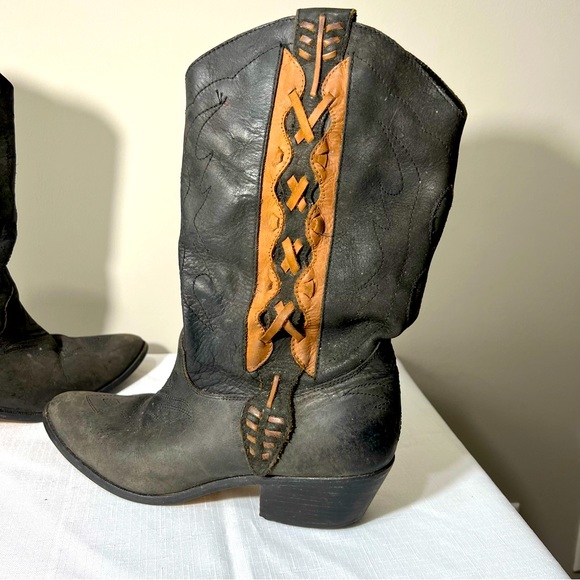 Vintage 80s 90s Laredo cowgirl cowboy boots black brow size 9